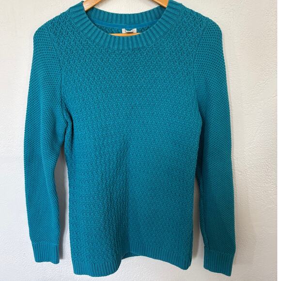 L.L. Bean Cotton Knit Teal Sweater Medium - Picture 1 of 3